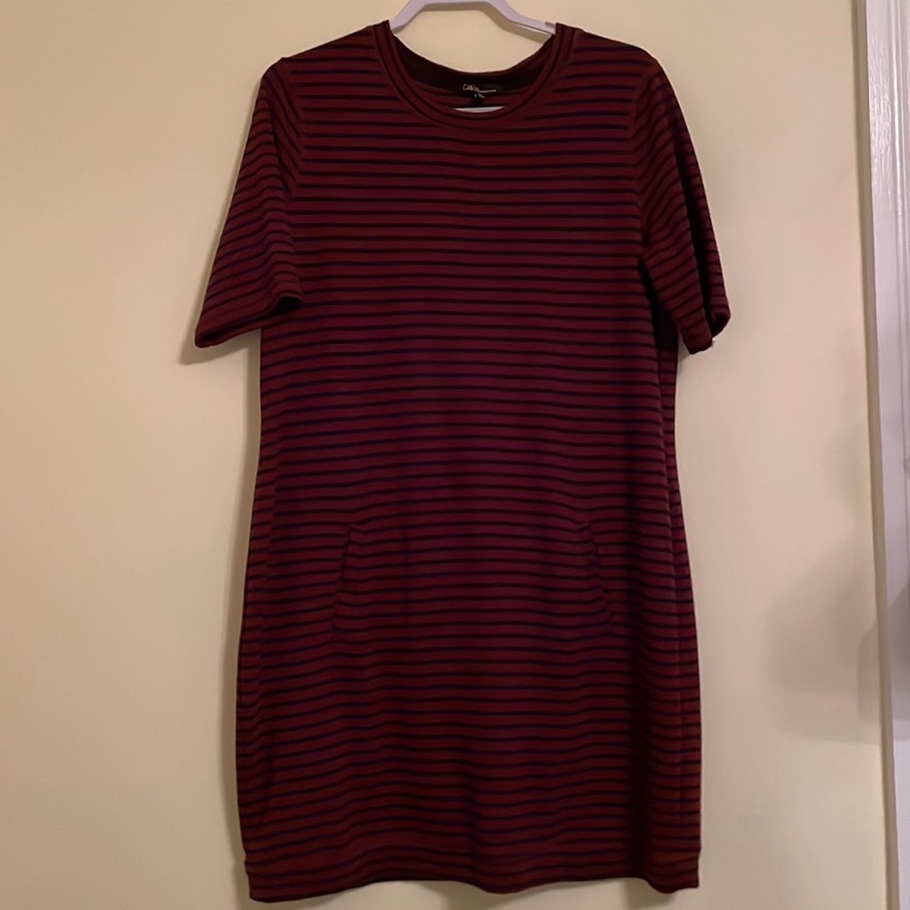 dalia burgundy and black stripe sweater dress